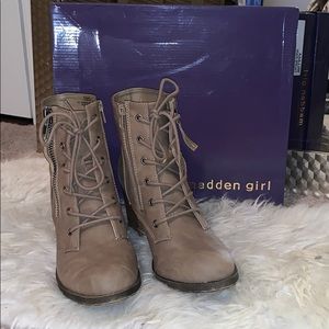 Suede taupe combat boots